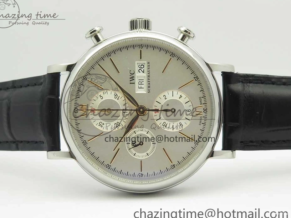 MIROTIME 0327 Snug Portofino IW391022 SS ZK 1:1 Best Edition White Dial Gold Markers On Black Leather Strap A 7130